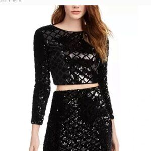Express Black Sequin Long Sleeve Top